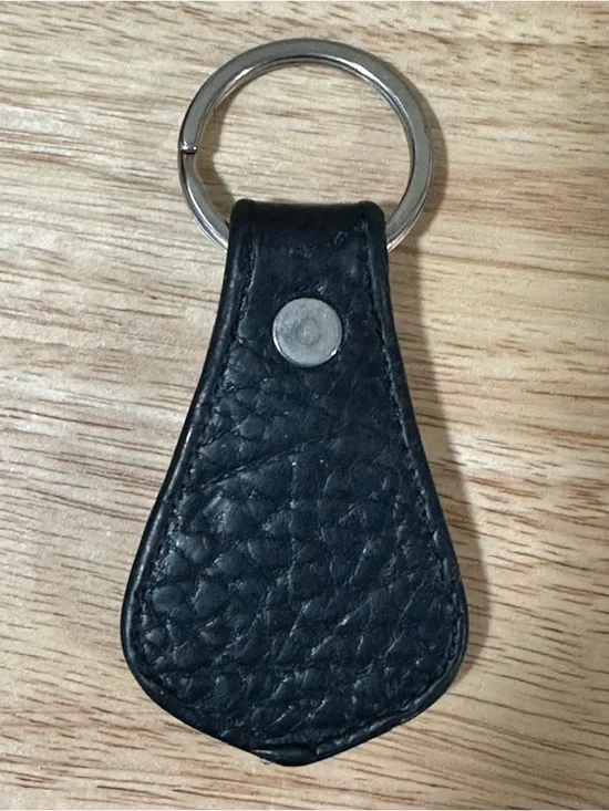 Dooney & Bourke Black and Brown Leather Key Fob with Brass Oval Logo - Picture 2 of 6